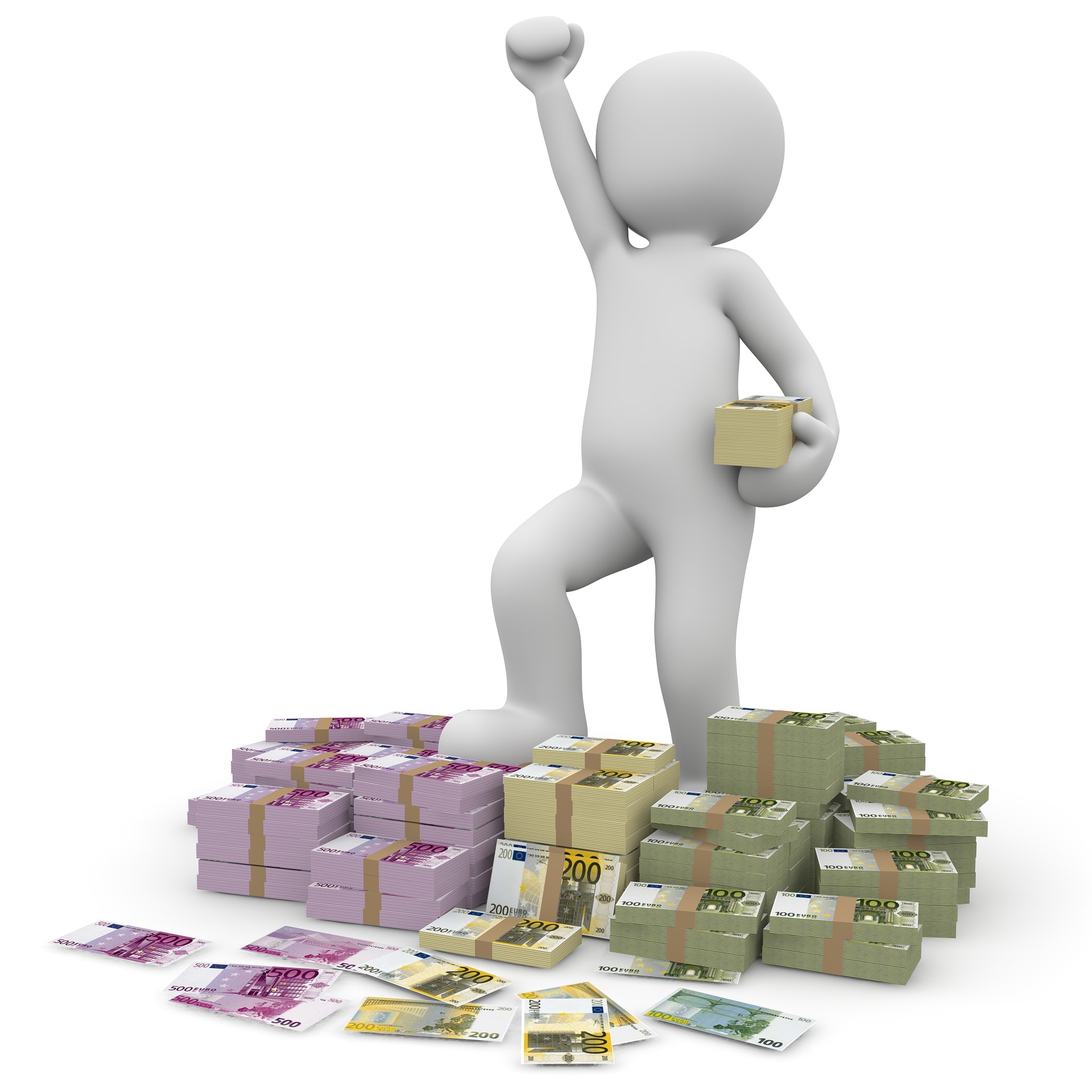 Silueta de persona que sostiene dinero.
