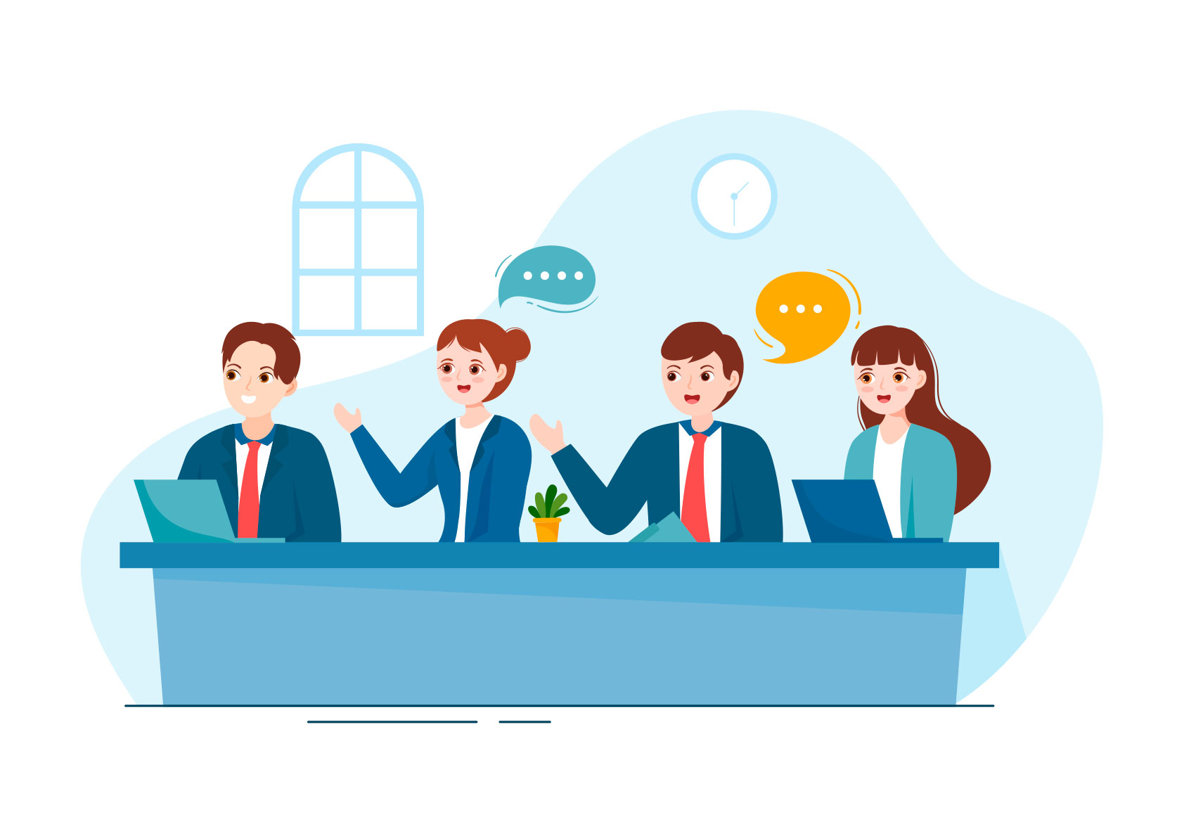 Comité Personas sentadas en una mesa, manteniendo una conversación