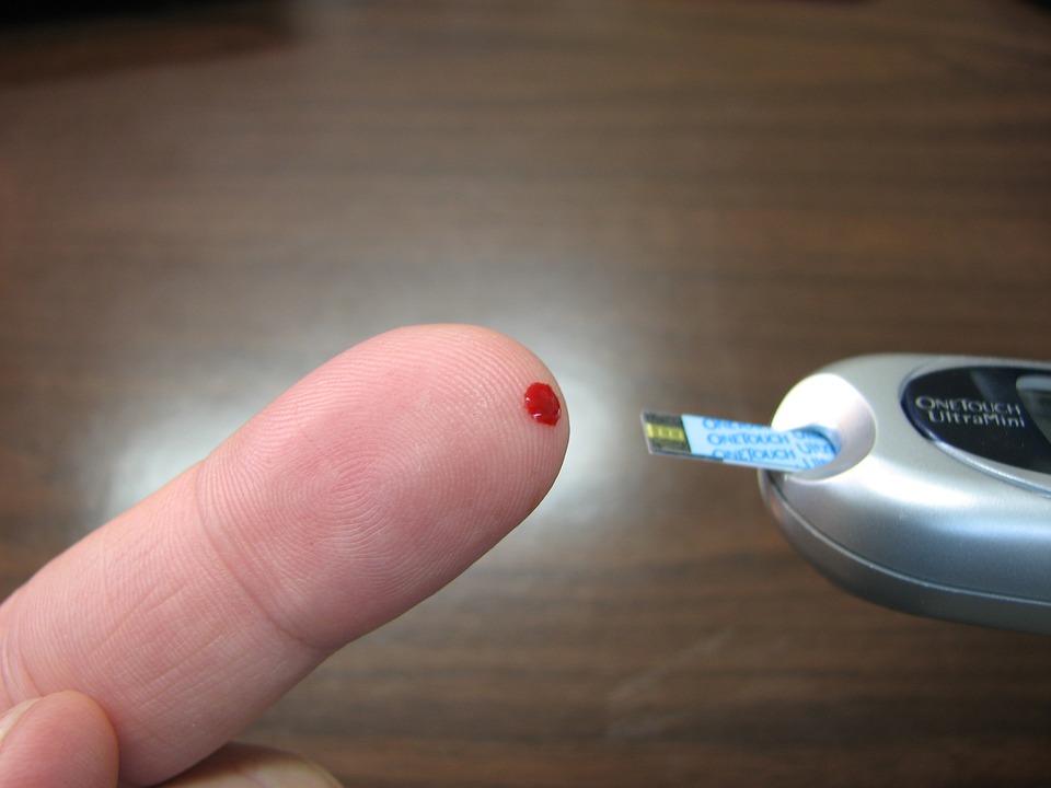Dedo índice después de análisis de glucosa