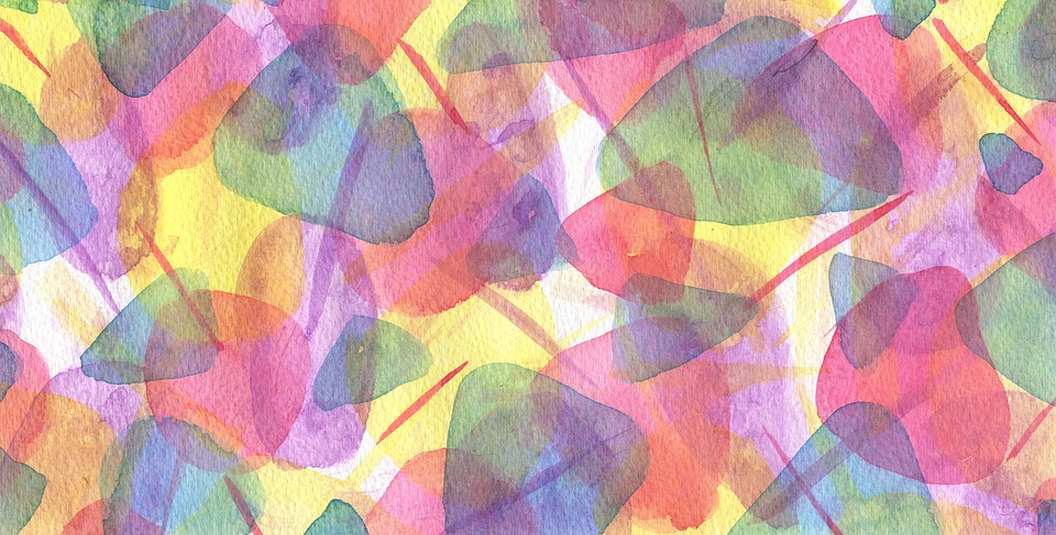 Acuarela multicolor en la cual se perciben las transparencias.