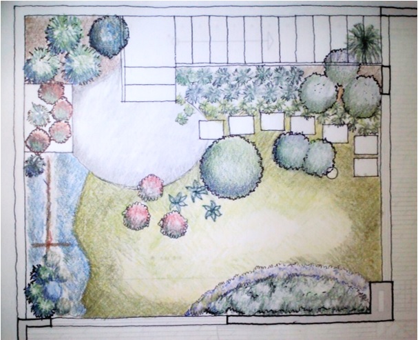Imagen de un jardín de interior a color