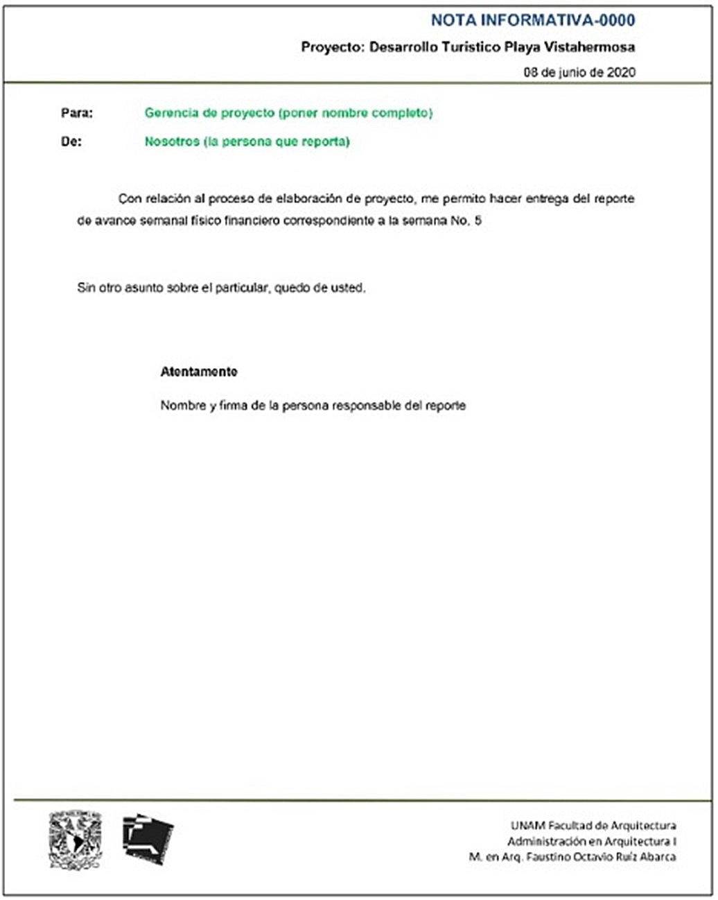Esquema de un formato para presentar información Esquema de un formato para presentar información