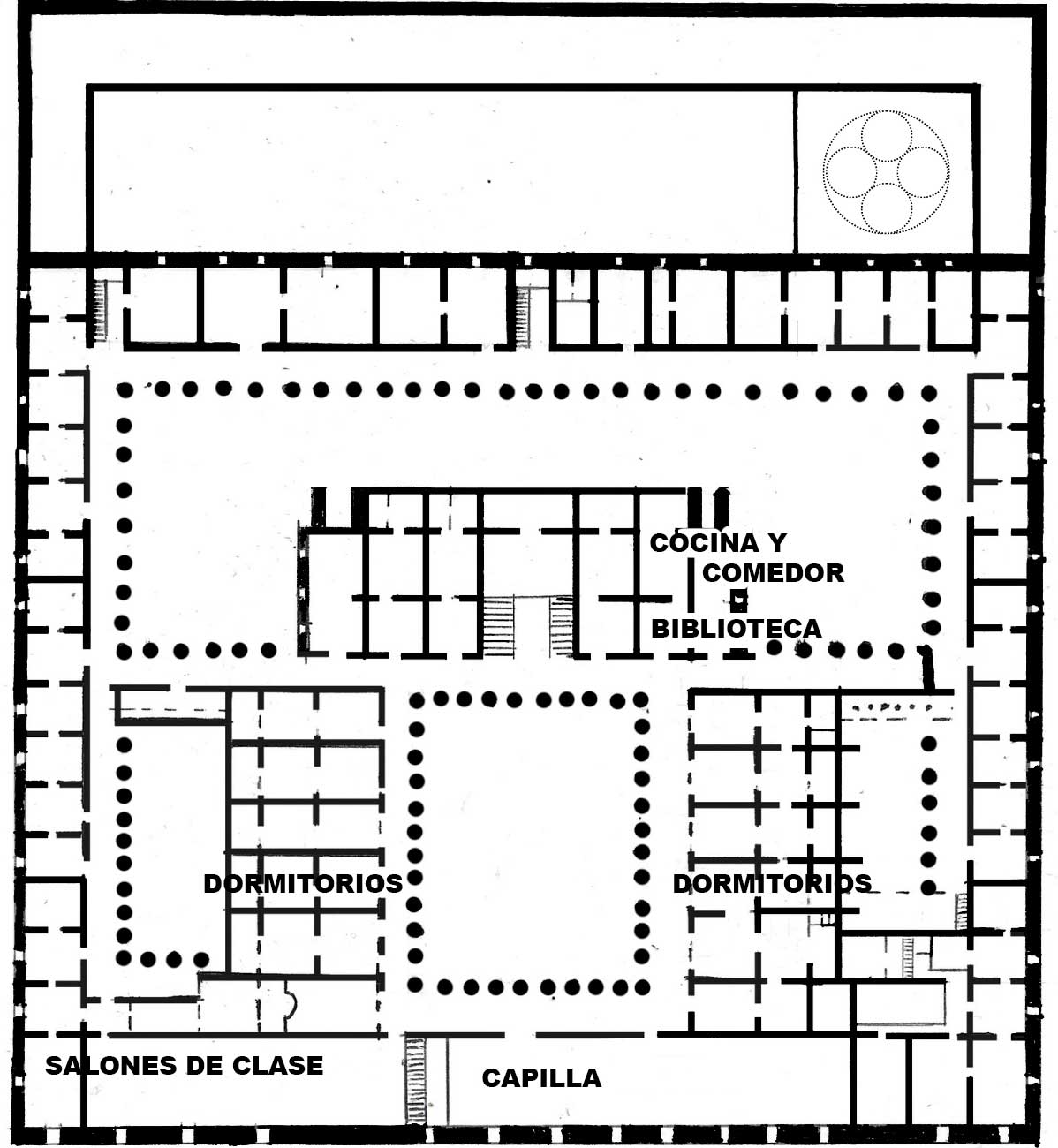 Plano de la Planta Alta, Colegio de la Paz