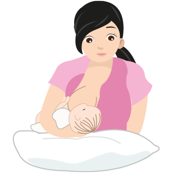 Ilustración que muestra a una madre utilizando la técnica de madre canguro. 