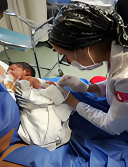 Bebé amamantando y en proceso clínico