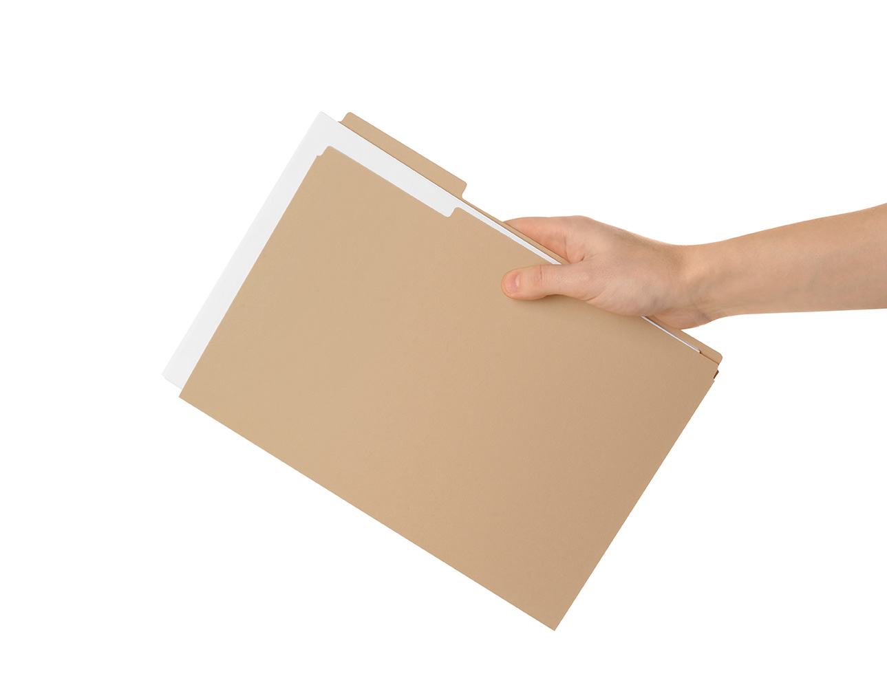 Mano sostiene documento dentro folder. Concpeto de Documento