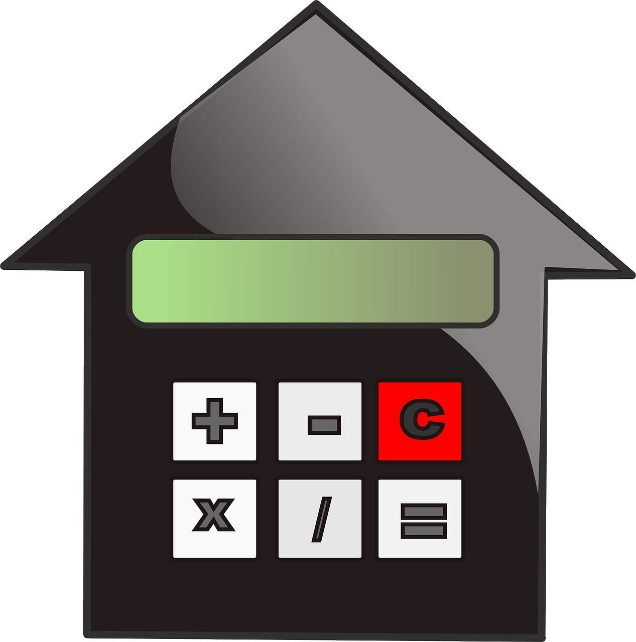 Silueta de una casa que simula ser una calculadora
