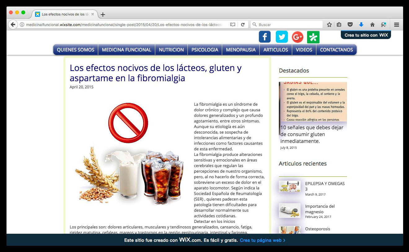 Dos capturas de pantalla de blogs: una sobre Historia y otra sobre temas de salud