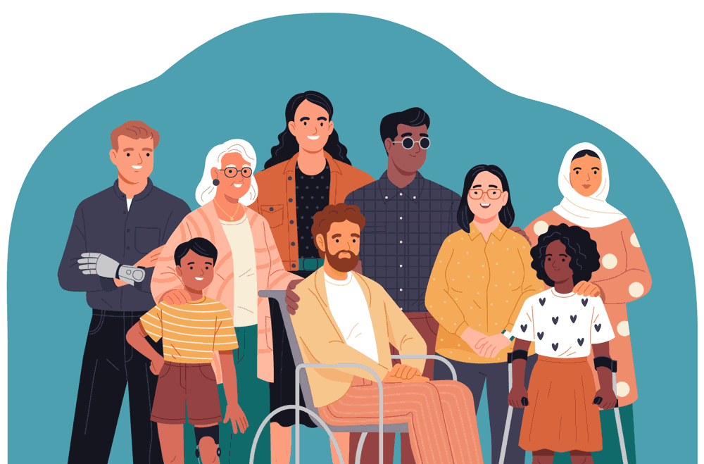 Grupo diverso de personas Imagen animada que muestra a diferentes personas