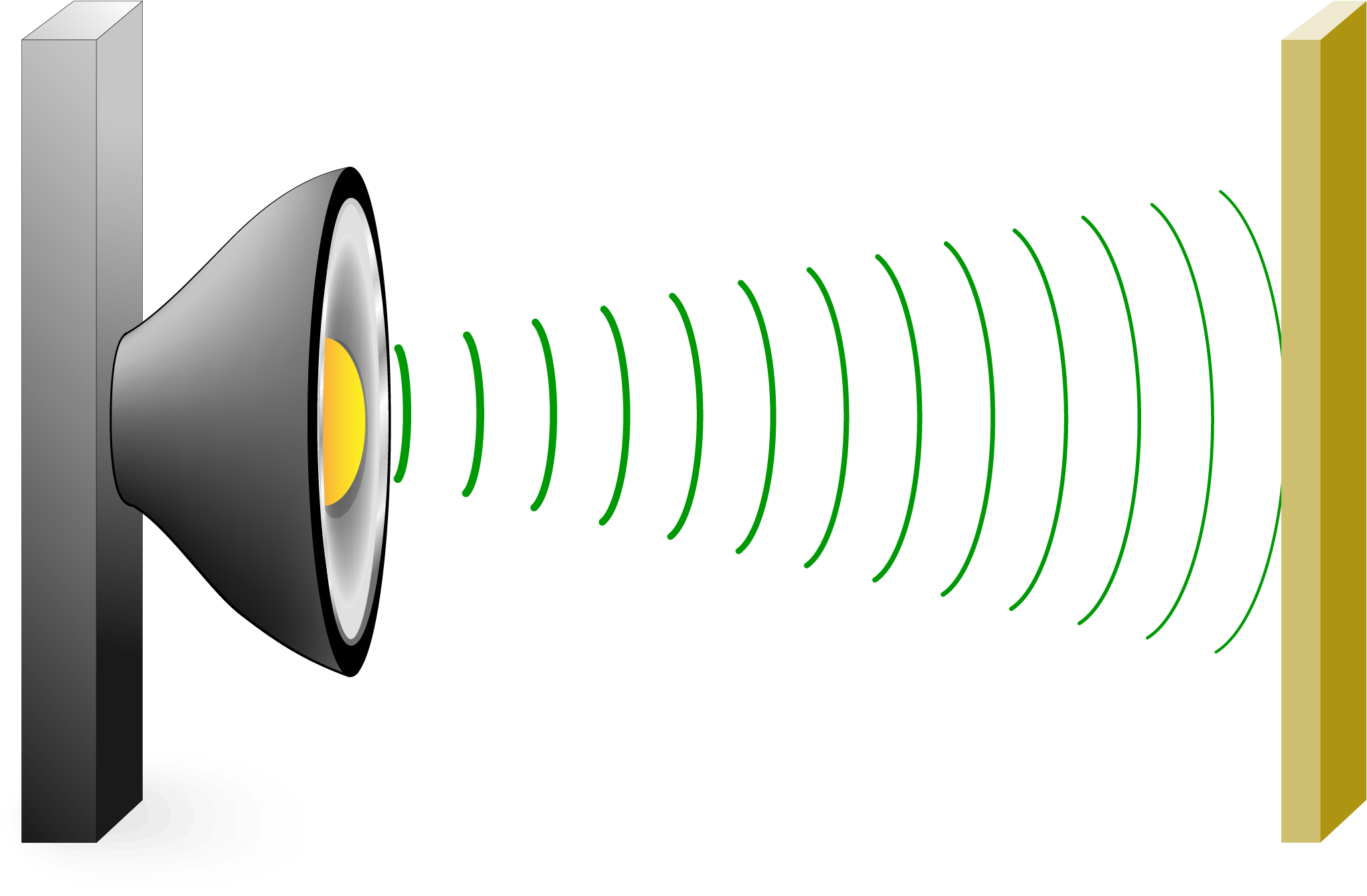 Ondas sonoras absorbidas por una superficie que absorbe el sonido
