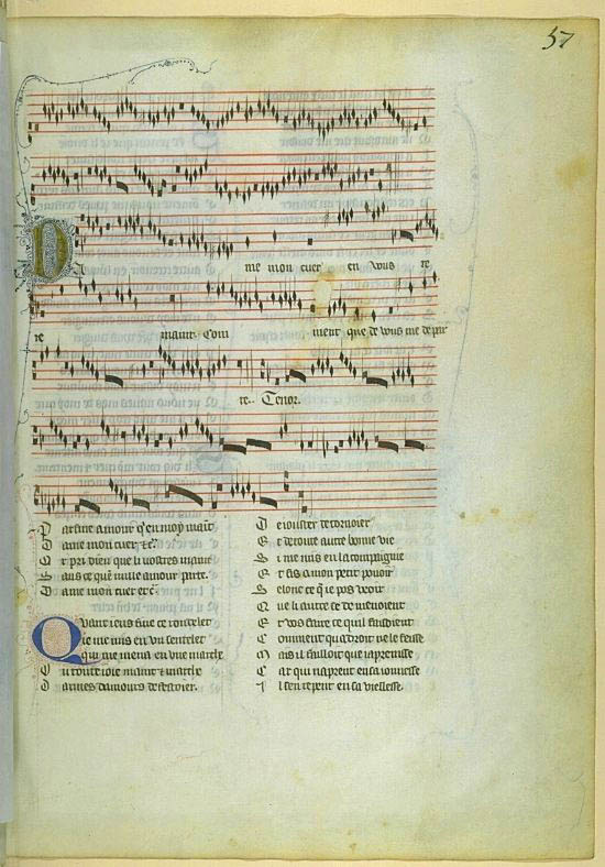 Fotografía de un rondeau de Guillaume de Machaut
