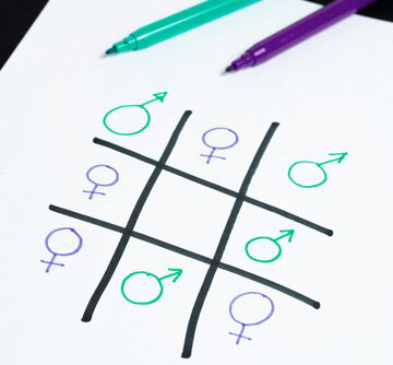 Juego con símbolos de hombre y mujer