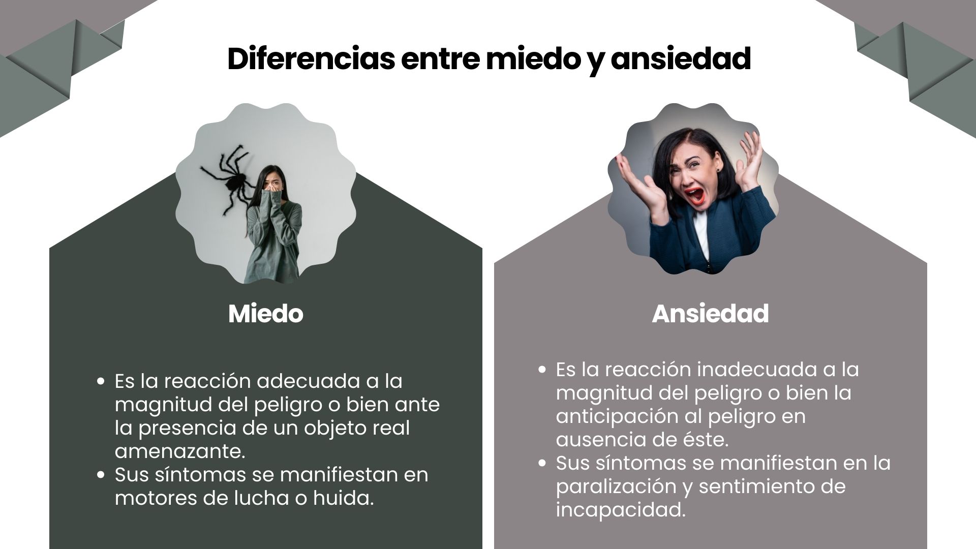 Figura que diferencia el concepto de ansiedad y miedo Figura que diferencia el concepto de ansiedad y miedo