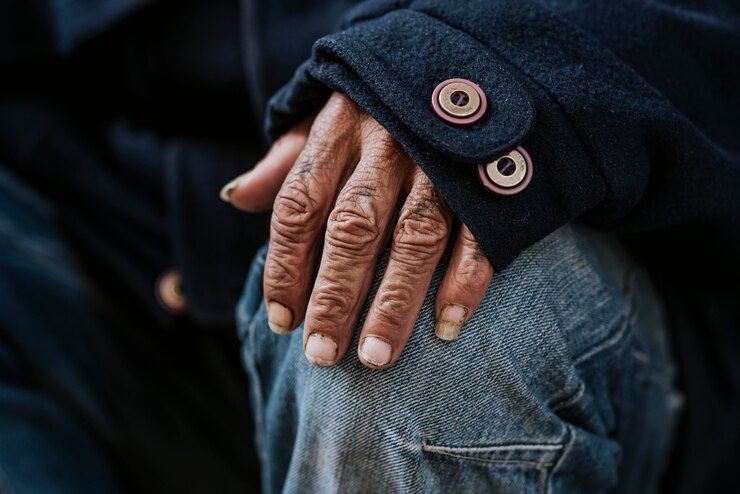 Hombre anciano sin hogar