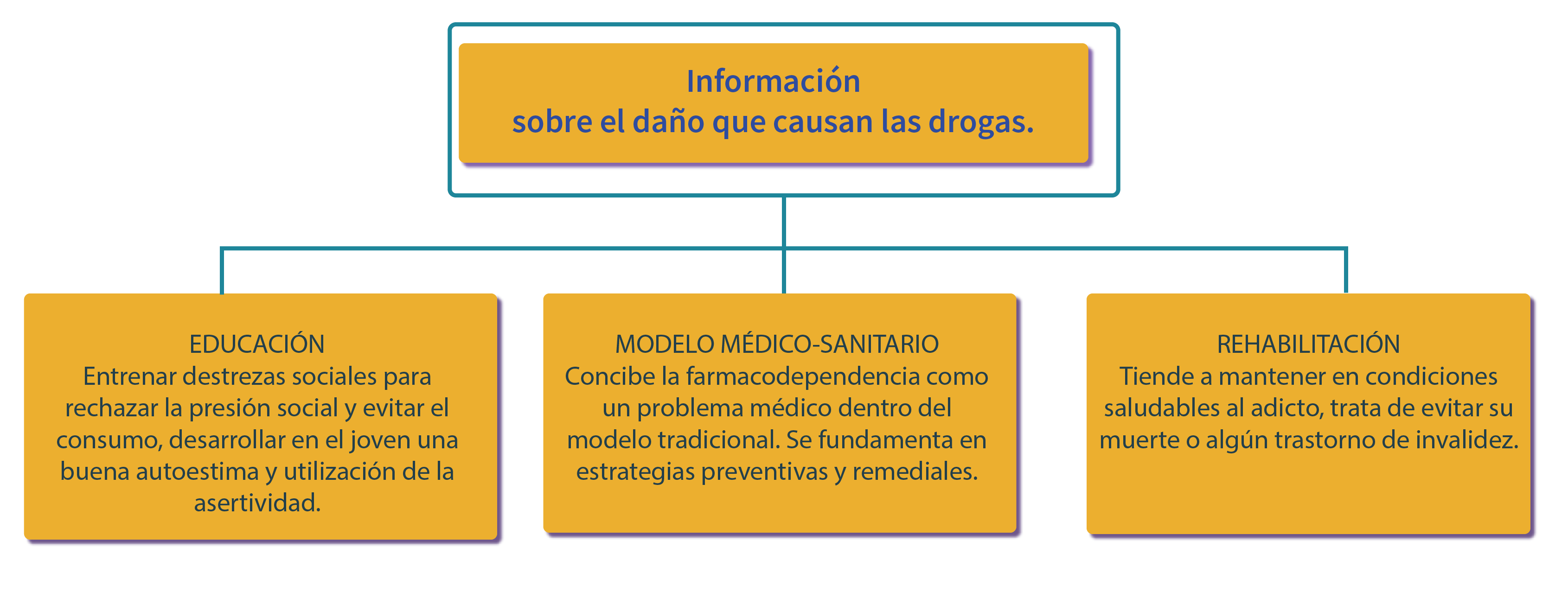 Esquema que muestra información sobre el daño que causan las drogas Esquema que muestra información sobre el daño que causan las drogas