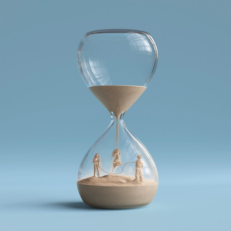 Tiempo transcurriendo a través de un reloj de arena